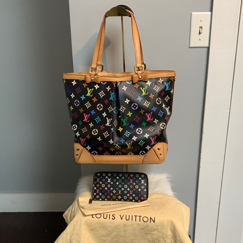 2011 Authentic Louis Vuitton multicolore Sharleen black bag tote w dustbag